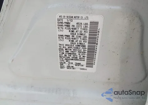 2013 Nissan Rogue S/Sv z USA, uszkodzony, nr VIN JN8AS5MV4DW628846